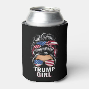 Rafraîchisseur Pour Canette Fille Trump Bun Méssy Drapeau USA Trump Élection 2