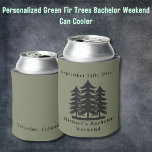 Rafraîchisseur Pour Canette Fir vert personnalisé Bachelor Week-end<br><div class="desc">Fir vert personnalisé Bachelor Weekend Can Cooler Personnalisé Can Coolers sont les gardiens parfaits pour vos amis de se souvenir de votre journée spéciale. Bravo à une fête de célibataire amusante et mémorable ! Ajoutez votre libellé personnalisé à cette conception à l'aide des cases "Modifier ce modèle de conception" situées...</div>