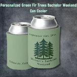 Rafraîchisseur Pour Canette Fir vert personnalisé Bachelor Week-end<br><div class="desc">Fir vert personnalisé Bachelor Weekend Can Cooler Personnalisé Can Coolers sont les gardiens parfaits pour vos amis de se souvenir de votre journée spéciale. Bravo à une fête de célibataire amusante et mémorable ! Ajoutez votre libellé personnalisé à cette conception à l'aide des cases "Modifier ce modèle de conception" situées...</div>
