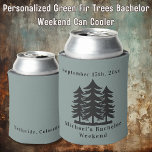 Rafraîchisseur Pour Canette Fir vert personnalisé Bachelor Week-end<br><div class="desc">Fir vert personnalisé Bachelor Weekend Can Cooler Personnalisé Can Coolers sont les gardiens parfaits pour vos amis de se souvenir de votre journée spéciale. Bravo à une fête de célibataire amusante et mémorable ! Ajoutez votre libellé personnalisé à cette conception à l'aide des cases "Modifier ce modèle de conception" situées...</div>