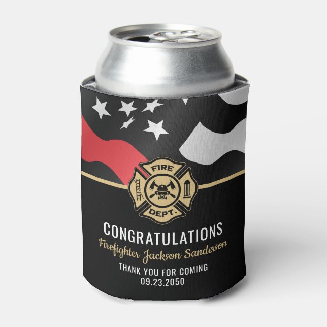 Rafraîchisseur Pour Canette Firefighter Retirement Red Line Flag Fireman (Can devant)