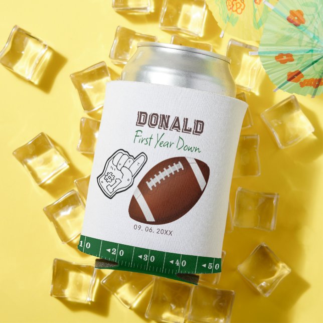Rafraîchisseur Pour Canette First Year Down Football Birthday  (Été in situ)