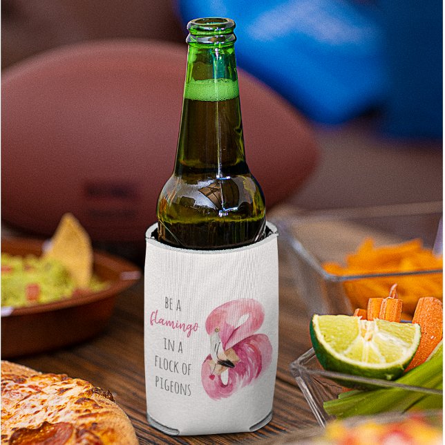 Rafraîchisseur Pour Canette Flamant rose Aquarelle Exotique Rose Moderne Avec  (Créateur téléchargé)