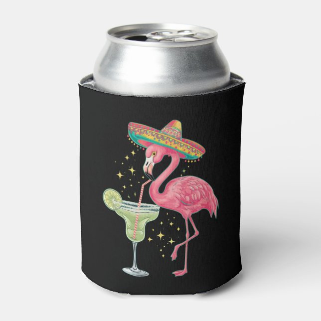 Rafraîchisseur Pour Canette Flamant rose Boire Margarita Funny Poncho mexicain (Can devant)