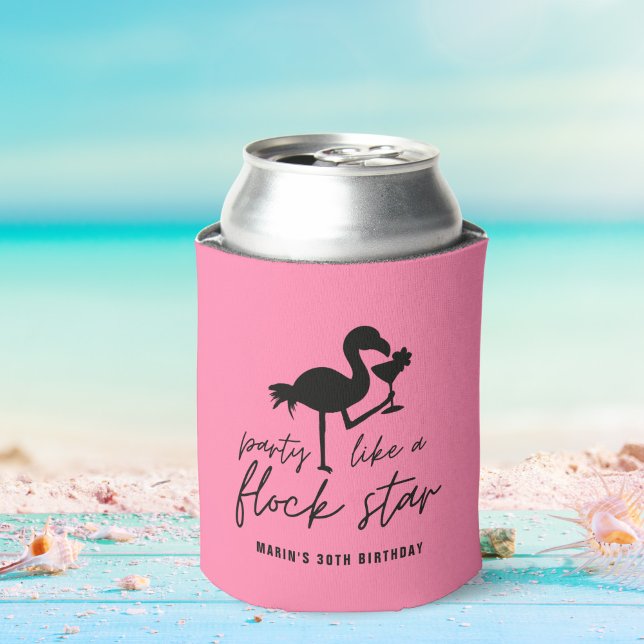 Rafraîchisseur Pour Canette Flamant rose Fête Comme Un Flock Star Tropical Ann (Créateur téléchargé)