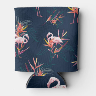 Rafraîchisseur Pour Canette Flamant rose hawaïen : oeuvre Vintage tropicale