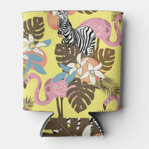 Rafraîchisseur Pour Canette Flamant rose Jungle : Motif animal exotique.