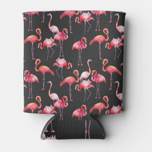Rafraîchisseur Pour Canette Flamant rose rose : Motif d'aquarelle tropicale.