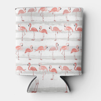 Rafraîchisseur Pour Canette Flamant rose tropical Blue Stripes Motif
