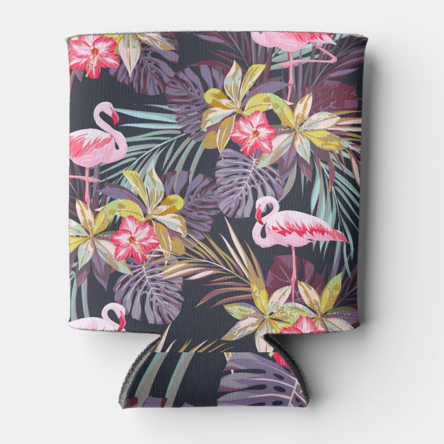 Rafraîchisseur Pour Canette Flamant rose Tropical : Motif sans couture d'été (Devant)