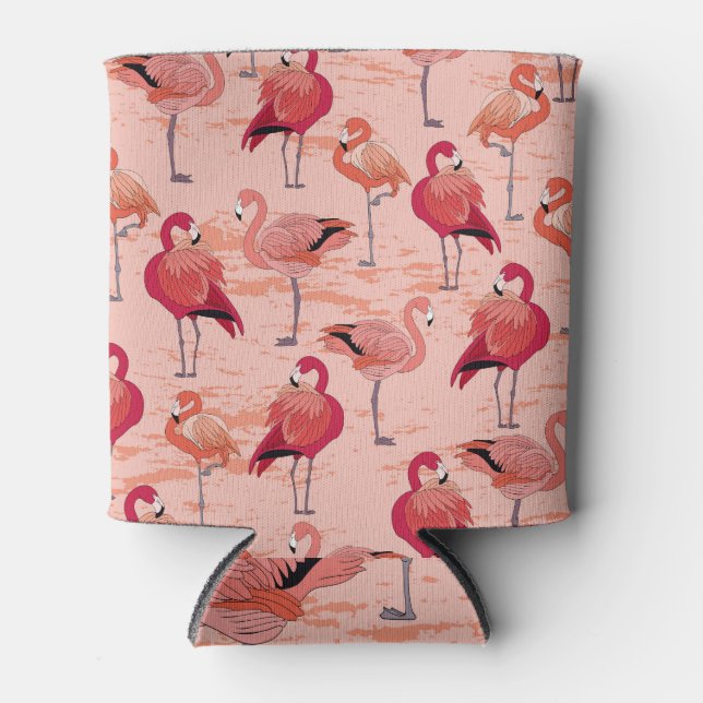 Rafraîchisseur Pour Canette Flamants roses roses : Motif Tropical sans couture (Devant)