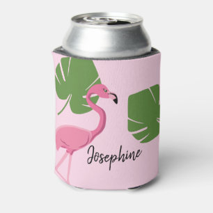 Rafraîchisseur Pour Canette Flamingo rose personnalisé Douche nuptiale tropica