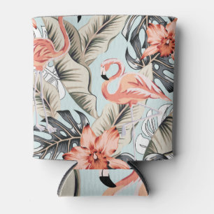 Rafraîchisseur Pour Canette Flamingo tropical, orchidée, motif de la monstère.