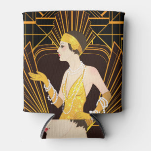 Rafraîchisseur Pour Canette Flapper girl : invitation de fête rétro.