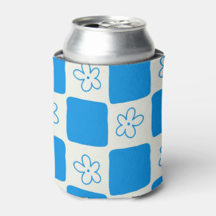 Rafraîchisseur Pour Canette Fleur bleue Preppy À damiers Motif