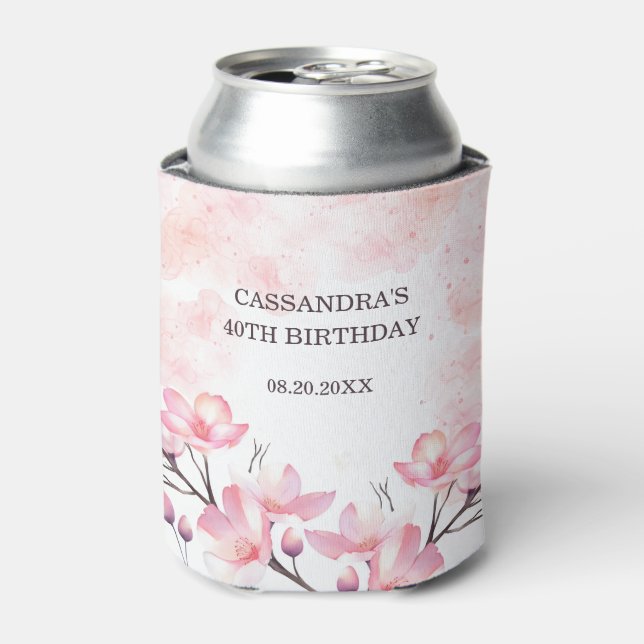Rafraîchisseur Pour Canette Fleur de cerisier moderne Pink Splash Anniversaire (Can devant)