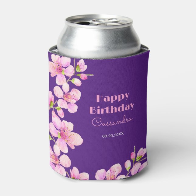 Rafraîchisseur Pour Canette Fleur de cerisier rose doux Sakura Purple Annivers (Can devant)
