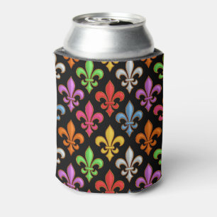 Rafraîchisseur Pour Canette Fleur-de-lis Fleurs Noires Audacieuses Colorées