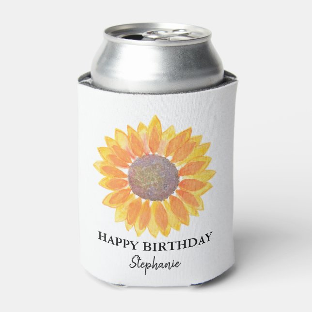 Rafraîchisseur Pour Canette Fleur de soleil d'anniversaire personnalisées (Can devant)