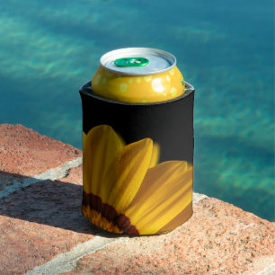 Rafraîchisseur Pour Canette Fleur jaune sur arrière - plan noir