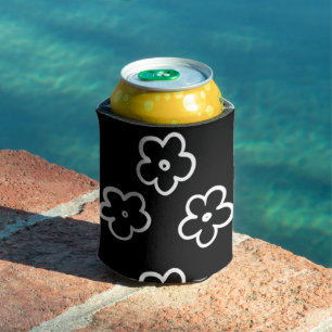 Rafraîchisseur Pour Canette Fleur noire et blanche Moderne Printemps & Été