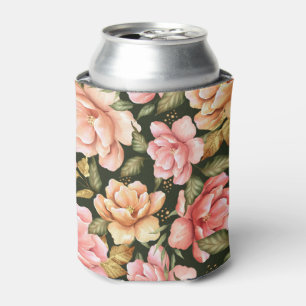 Rafraîchisseur Pour Canette Fleur rose et jaune. Motif romantique