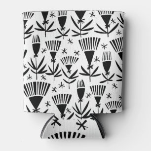 Rafraîchisseur Pour Canette Fleurs Abstraites en noir blanc : Motif élégant