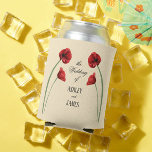 Rafraîchisseur Pour Canette Fleurs arquées de pavot rouge Mariage moderne