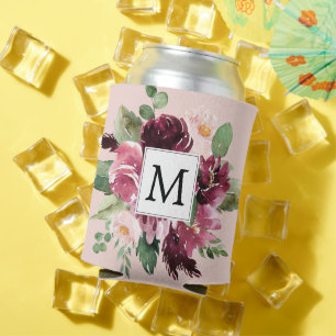 Rafraîchisseur Pour Canette Fleurs d'aquarelle modernes Monogrammes