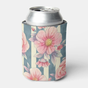 Rafraîchisseur Pour Canette Fleurs d'aquarelle rose sur bandes