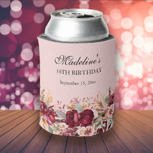Rafraîchisseur Pour Canette Fleurs de Bourgogne rose pour les 50 ans d'une fem