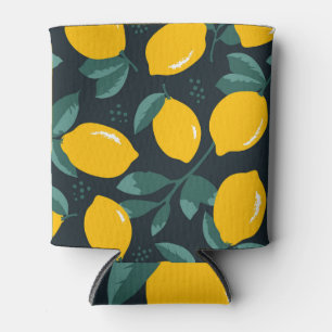 Rafraîchisseur Pour Canette Fleurs de citrons, Texture d'été Vintage.