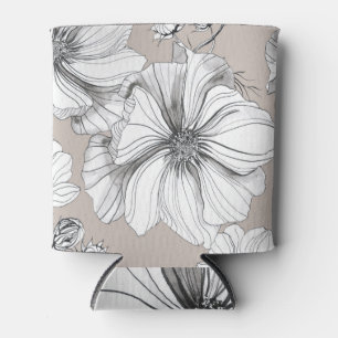 Rafraîchisseur Pour Canette Fleurs de Cosmos : Motif de Dessin Botanique.
