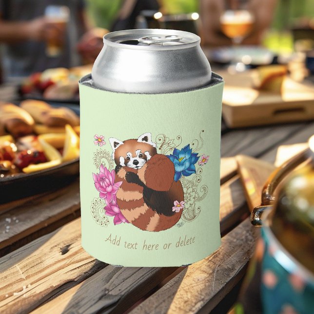 Rafraîchisseur Pour Canette Fleurs de panda rouge henné (Créateur téléchargé)