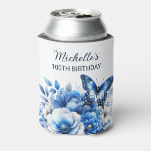 Rafraîchisseur Pour Canette Fleurs de papillon bleu Élégant 100e anniversaire