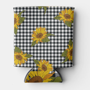 Rafraîchisseur Pour Canette Fleurs de soleil, chevalet de buffle blanc noir, f