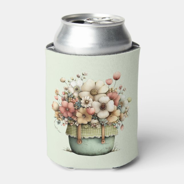 Rafraîchisseur Pour Canette Fleurs en pot Cozy Style Shabby Chic (Can devant)