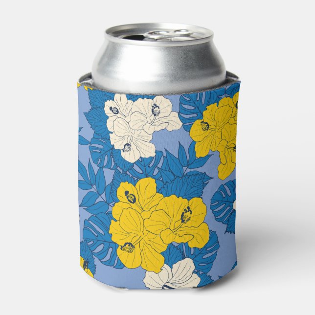 Rafraîchisseur Pour Canette Fleurs et feuilles d'Hibiscus  (Can devant)