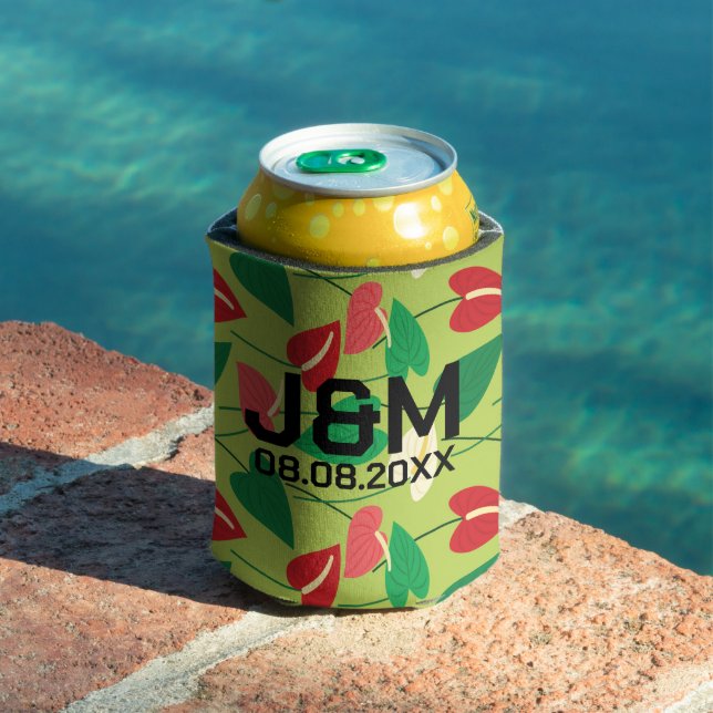 Rafraîchisseur Pour Canette Fleurs flamingo colorées motif (Piscine in situ)