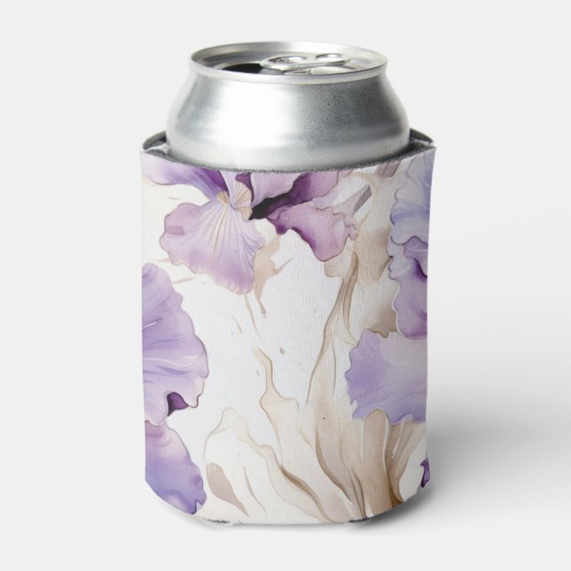 Rafraîchisseur Pour Canette Fleurs Iris À Crème Violette (Can devant)