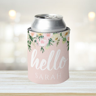Rafraîchisseur Pour Canette Fleurs Pastel Rose Moderne Bonjour Et Vous Nom
