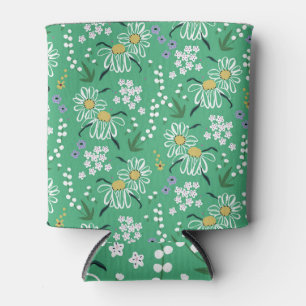 Rafraîchisseur Pour Canette Fleurs Rétro, Motif Botanique Sans Seamless.