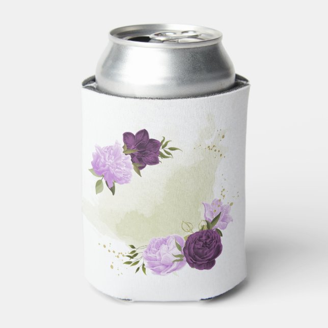 Rafraîchisseur Pour Canette fleurs violettes feuilles vertes  (Can devant)