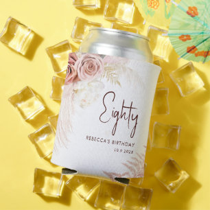 Rafraîchisseur Pour Canette Floral 80e anniversaire Pampas Grass personnalisé