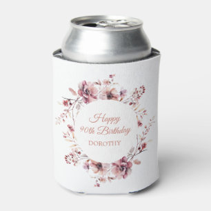Rafraîchisseur Pour Canette Floral rose Bourgogne personnalisé 90e anniversair