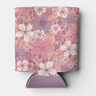Rafraîchisseur Pour Canette Floral rose et violet pastel