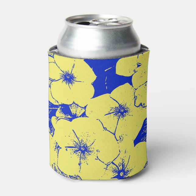 Rafraîchisseur Pour Canette Floral Sunny Yellow Blue Motif (Can devant)