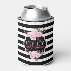 Rafraîchisseur Pour Canette Flore rose 50 et fabuleuse bande noire blanche