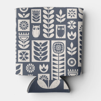 Rafraîchisseur Pour Canette Flore scandinave : Blanc, Bleu, Minimaliste.