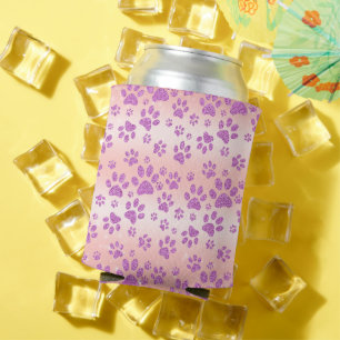 Rafraîchisseur Pour Canette Fond Rose Gold avec Empreintes de Patte Pailletées